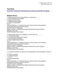 Business Ethics Chapter 3 Corporate governance is best defined as a system that