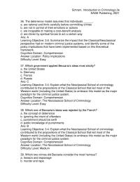 Criminology Chapter 03 Which selection is NOT one of Beccari’s reasons