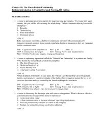 Nursing Chapter 5 A nurse is preparing an anxious patient for major