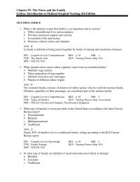 Nursing Chapter 7 What is the primary reason that family is an important
