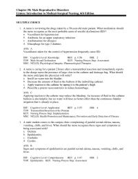 Nursing Chapter 50 A male student comes to the campus clinic complaining
