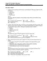 Nursing Chapter 56 A patient states that he feels angry at work