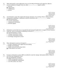 Management Chapter 1 When Information System Applications Focus Providing