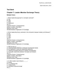Communications Chapter 7 Which leadership approach is not leader centered