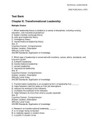 Communications Chapter 8 Which leadership theory is studied in a variety&nbsp;