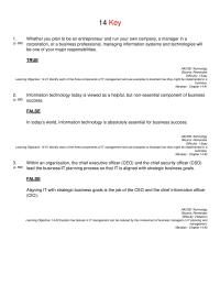 Management Chapter 14 Within Organization Managing The Business it Planning
