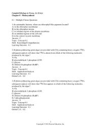 Biology & Life Sciences Chapter 8 where are chlorophyll-like pigments located