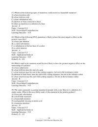 Biology & Life Sciences Chapter 14 Which of the following types of mutations could