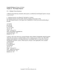 Biology & Life Sciences Chapter 22 Which of the following statements about species