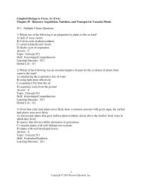 Biology & Life Sciences Chapter 29 Which one of the following is an adaptation by plants&nbsp;