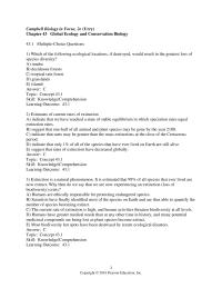Biology & Life Sciences Chapter 43 Which of the following ecological locations
