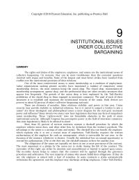 Chapter 9 The Institutional Dimension Collective Bargaining&nbsp;