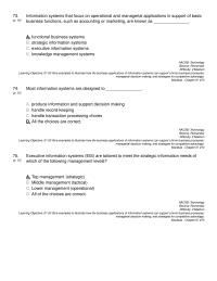 Management Chapter 1 Information Systems That Focus Operational And