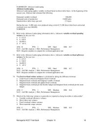 Management Chapter 10 Fixed overhead is applied to units produced