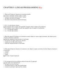 Economics Chapter 9 When Objective Function Maximize Profits Resource Constraints