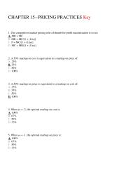 Economics Chapter 15 The Competitive Market Pricing Rule of thumb For Profit