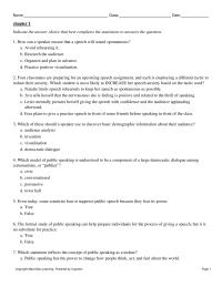 Speech Chapter 1 The formal study of public speaking can help prepare