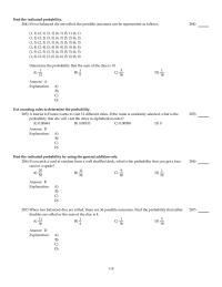 Mathematics Chapter 4 A has an equal chance of occurring or not occurring