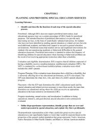 Special Education Chapter 2 Homework Program Planning The Evaluation Team Determines That