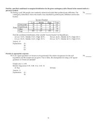 Mathematics Chapter 13 The table below shows the conditional distributions