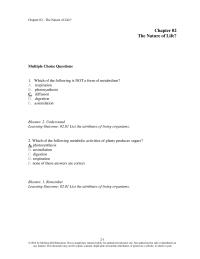 Biology & Life Sciences Chapter 2 Which The Following Not Form Metabolism Respiration