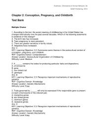 Sociology Chapter 2 Cognitive Domain Knowledge answer Location Infertility Treatment difficulty Level