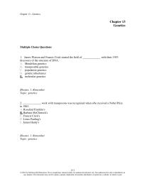 Biology & Life Sciences Chapter 13 James Watson And Francis Crick Started The