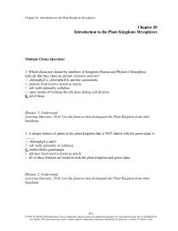 Biology & Life Sciences Chapter 20 Which Characters Shared Members Kingdom Plantae And