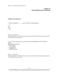 Biology & Life Sciences Chapter 24 Vavilov Recognized Centers Origin Cultivated Plants