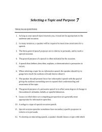 Communications Chapter 7 When Narrowing Topic The Speaker Should Consider
