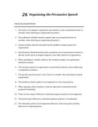 Communications Chapter 26 Which Organizational Pattern Addresses Each Main Point