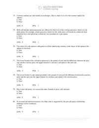 International Business Chapter 5 Currency options are only traded on exchanges