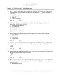 International Business Chapter 14 If a U.S. parent is setting up a French subsidiary