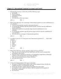 International Business Chapter 15 International governance is achieved by all of