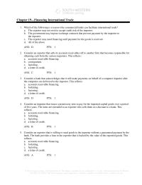 International Business Chapter 19&nbsp;Which of the following is a reason why commercial