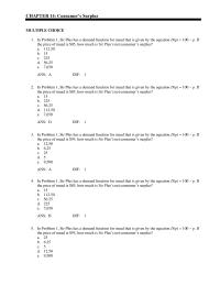 Economics Chapter 14 Consumers Surplus multiple Choice1 Problem Sir