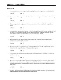 Economics Chapter 27 A monopsony occurs when two previously competing