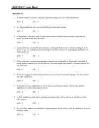 Economics Chapter 29 Swerve Called Chicken And Gets Payoff Zero
