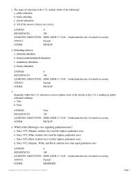 Sociology Chapter 14 The types of education in the U.S. include which