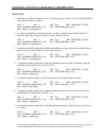 Management Chapter 8 A continuous random variable is one that can assume an uncountable