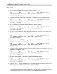 Management Chapter 14 In one-way ANOVA, the test statistic is defined as