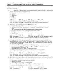 Human Resources Chapter 7 The Various Pieces Information Used Make Selection