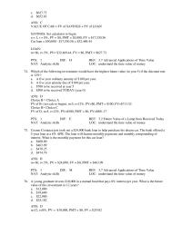 Finance Chapter 3 Which of the following investments would have