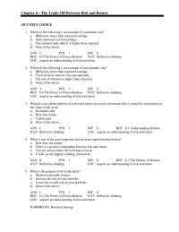 Finance Chapter 6 Which of the following is an example of systematic