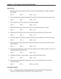 Management Chapter 14 The marketing message or pitch presents the