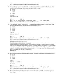 Finance Chapter 18 The expected rate of inflation for the U.S