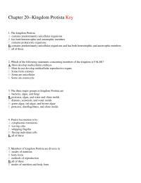 Biology & Life Sciences Chapter 20 The Kingdom Protista Contains Predominantly&nbsp;