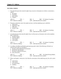 Finance Chapter 19 The Option Has Weeks Until expiration And The
