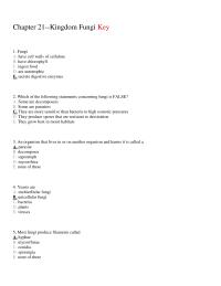 Biology & Life Sciences Chapter 21 Fungi Have Cell Walls Cellulose Have Chlorophyll
