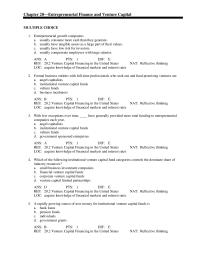 Finance Chapter 20 Which of the following institutional venture capital